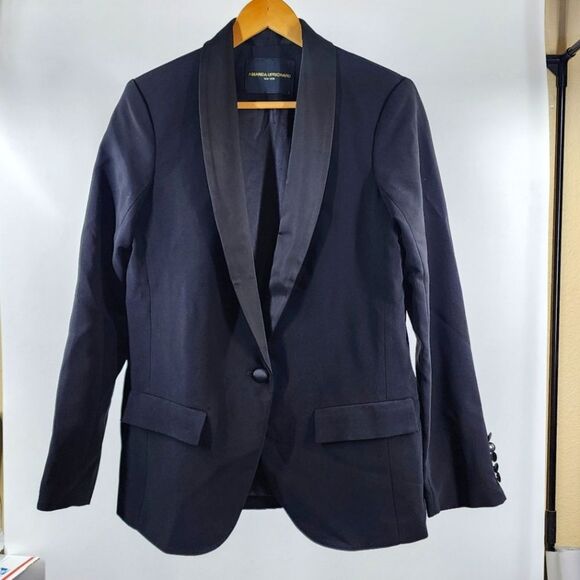 Amanda Uprichard Jane Blazer in Black Revolve Satin Collar L - Picture 3 of 9